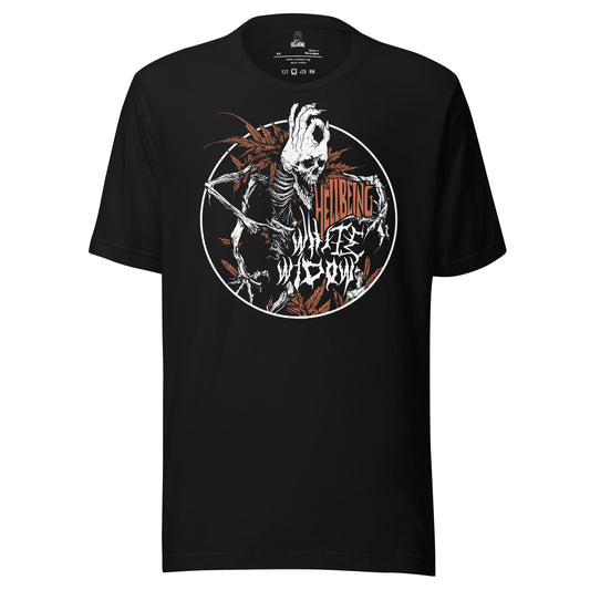 Front view of Hellbeing Cannabis White widow black t-shirt