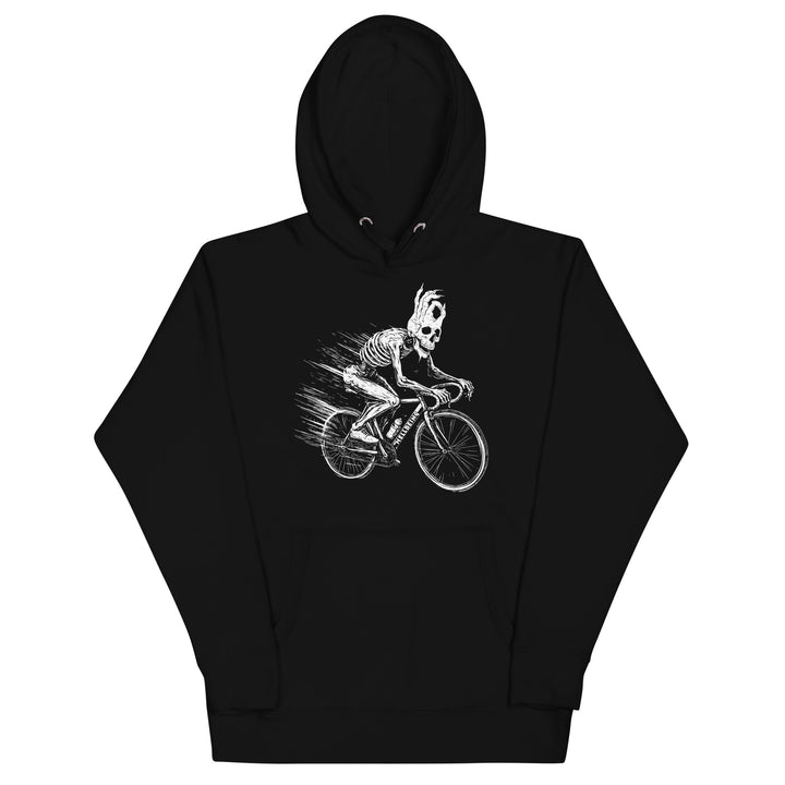 Hellbeing cycling skeleton hoodie in black, front close-up
