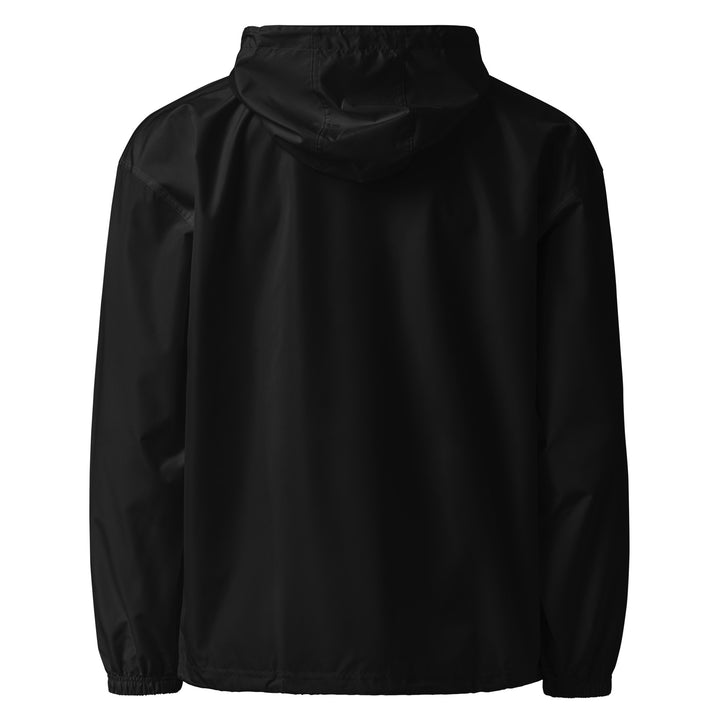 Hellbeing embroidered Champion packable jacket in black, back view