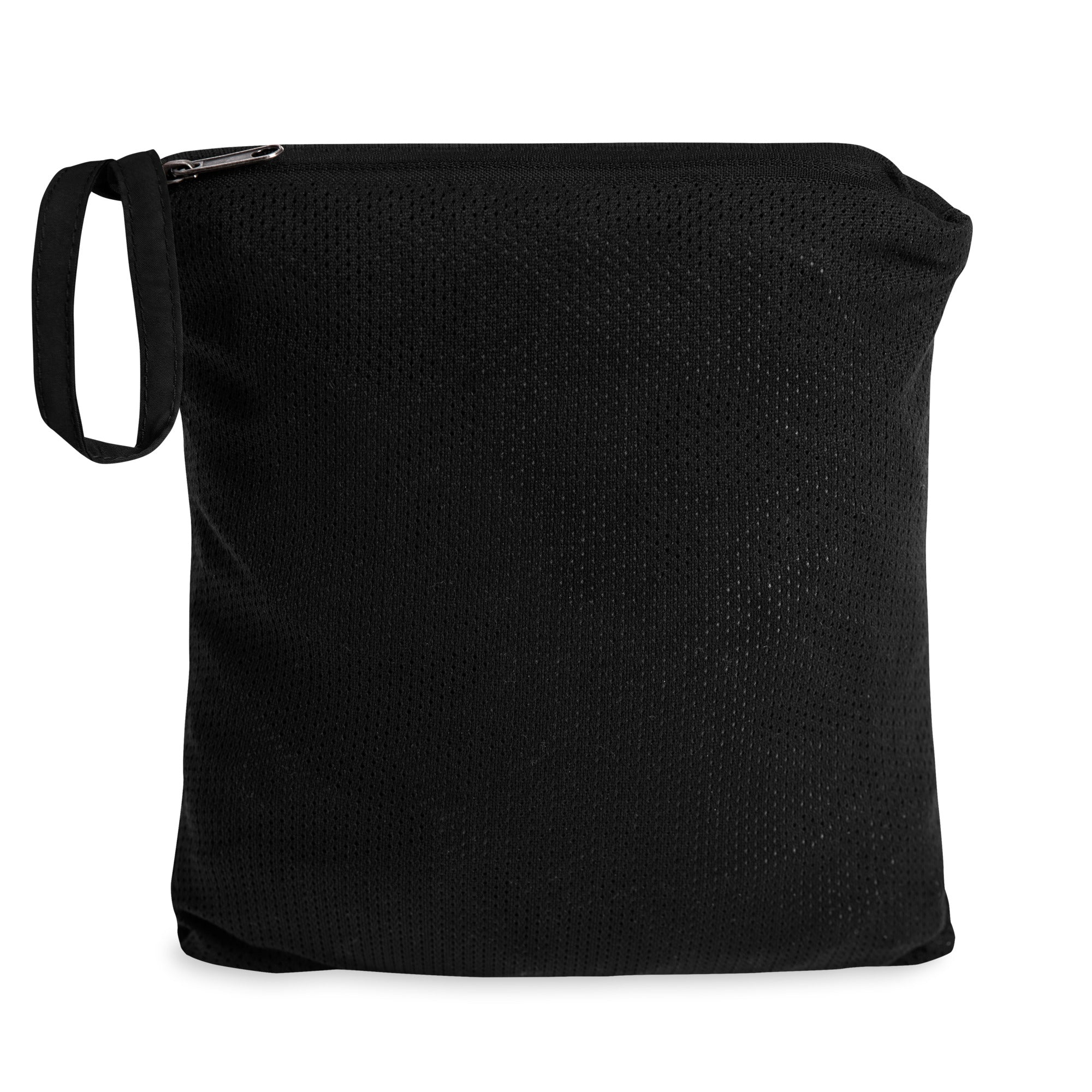Hellbeing embroidered Champion packable jacket in black, packed-down view