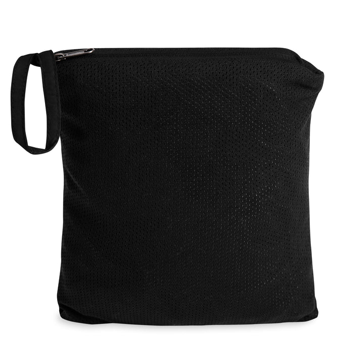 Hellbeing embroidered Champion packable jacket in black, packed-down view