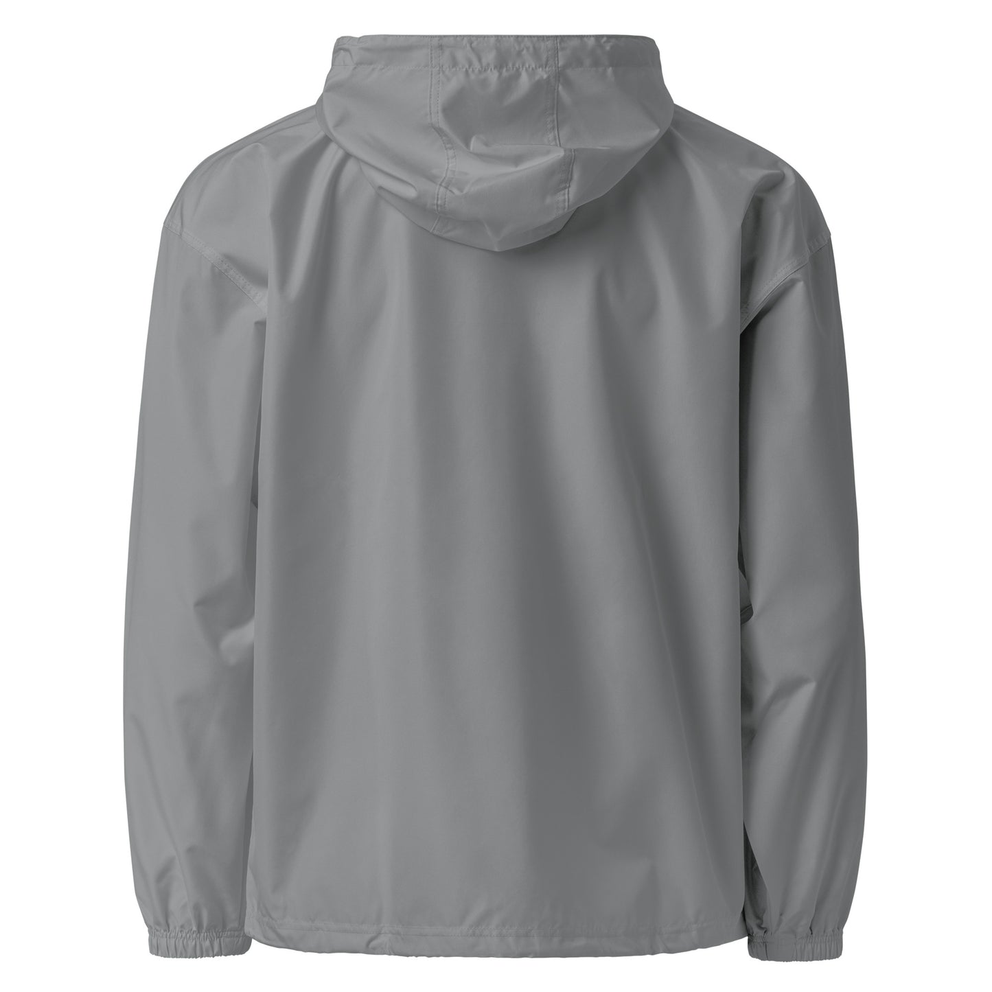 Back view of Gray Hellbeing Embroidered Champion packable jacket