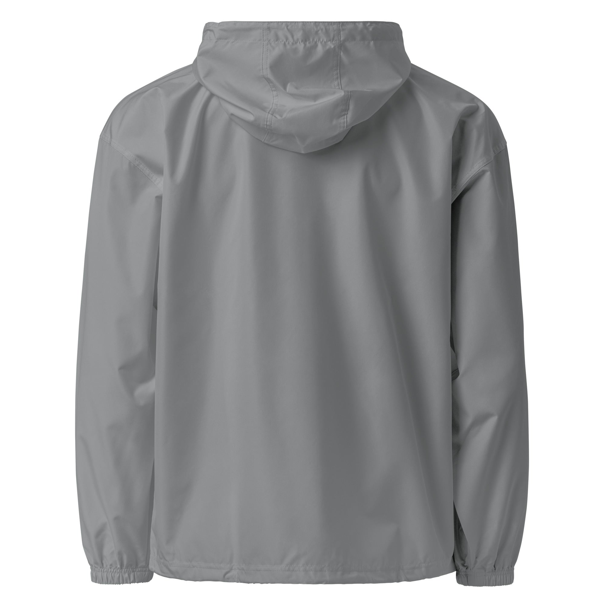 Hellbeing embroidered Champion packable jacket in gray, back view