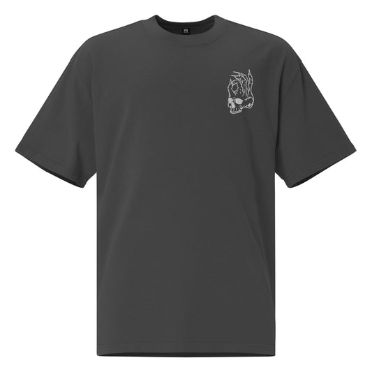Hellbeing embroidered skull logo oversized faded t-shirt in faded black