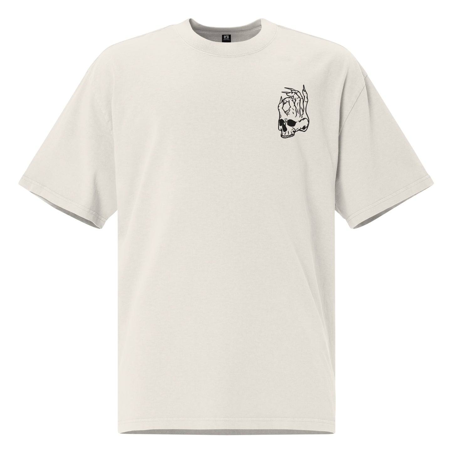 Hellbeing embroidered skull logo oversized faded t-shirt in bone