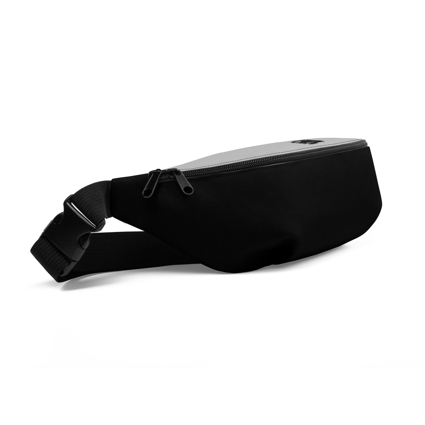 Front angle view of Hellbeing black and gray fanny pack