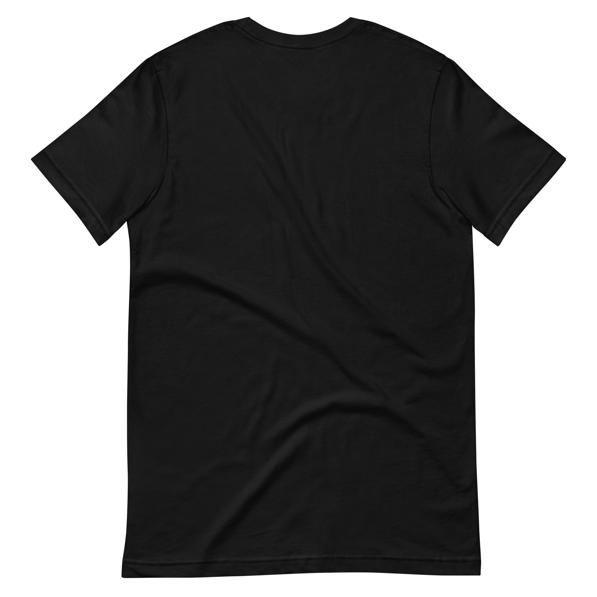 Hellbeing meditating skeleton black t-shirt, back design view