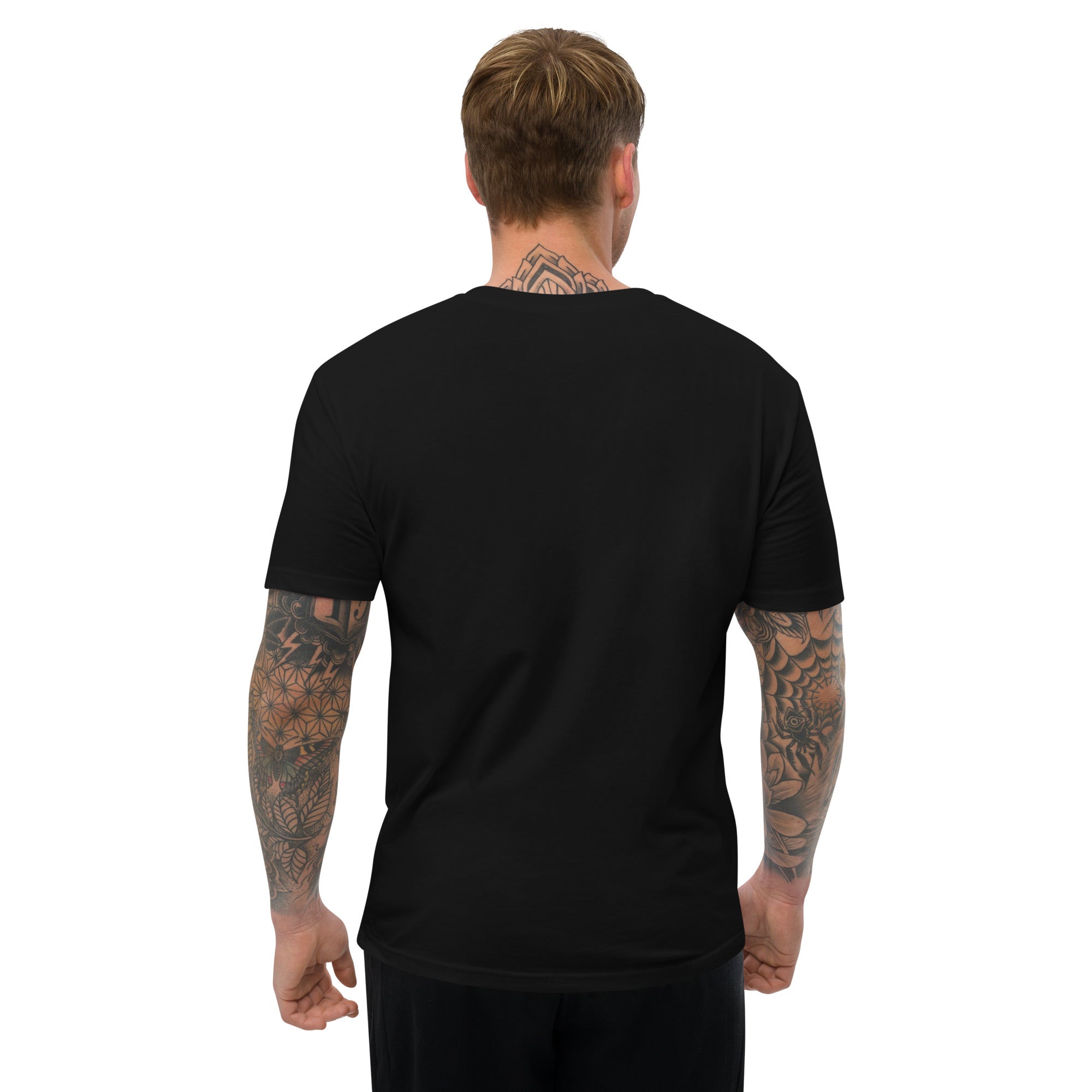 Hellbeing embroidered skull fitted tee in black, back view