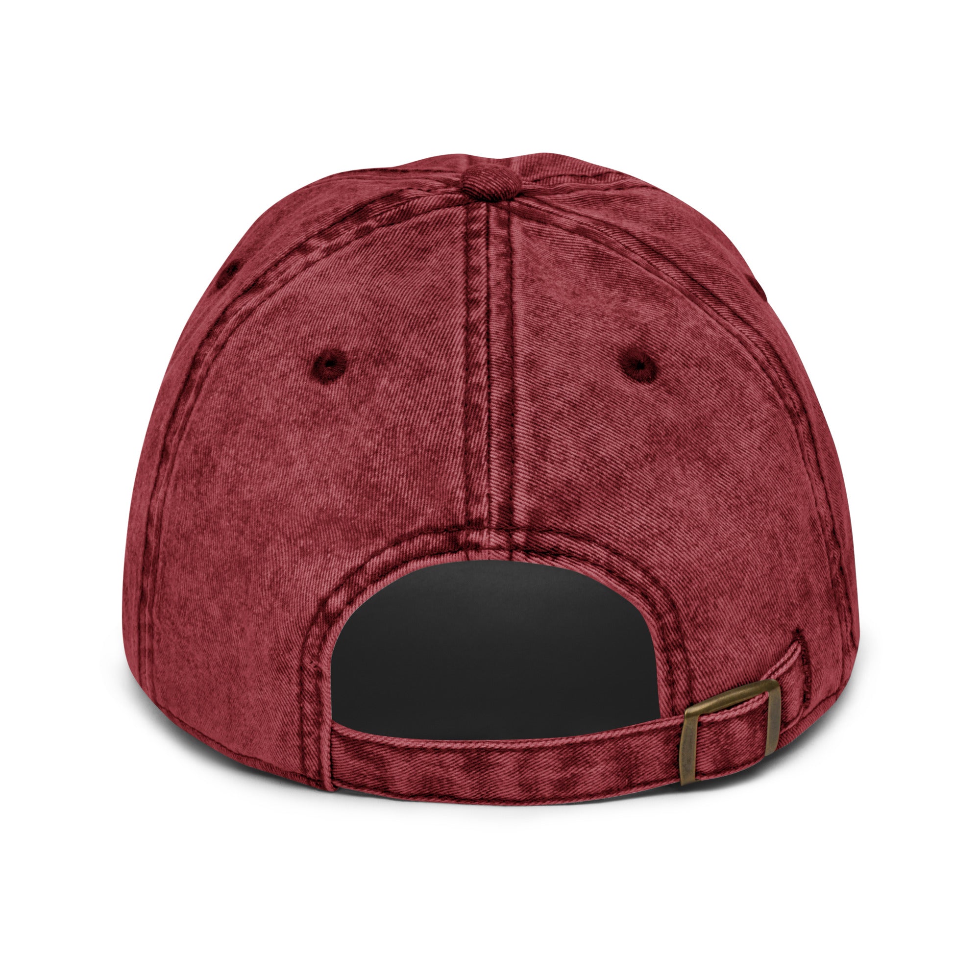 Hellbeing skull vintage burgundy twill hat, back view