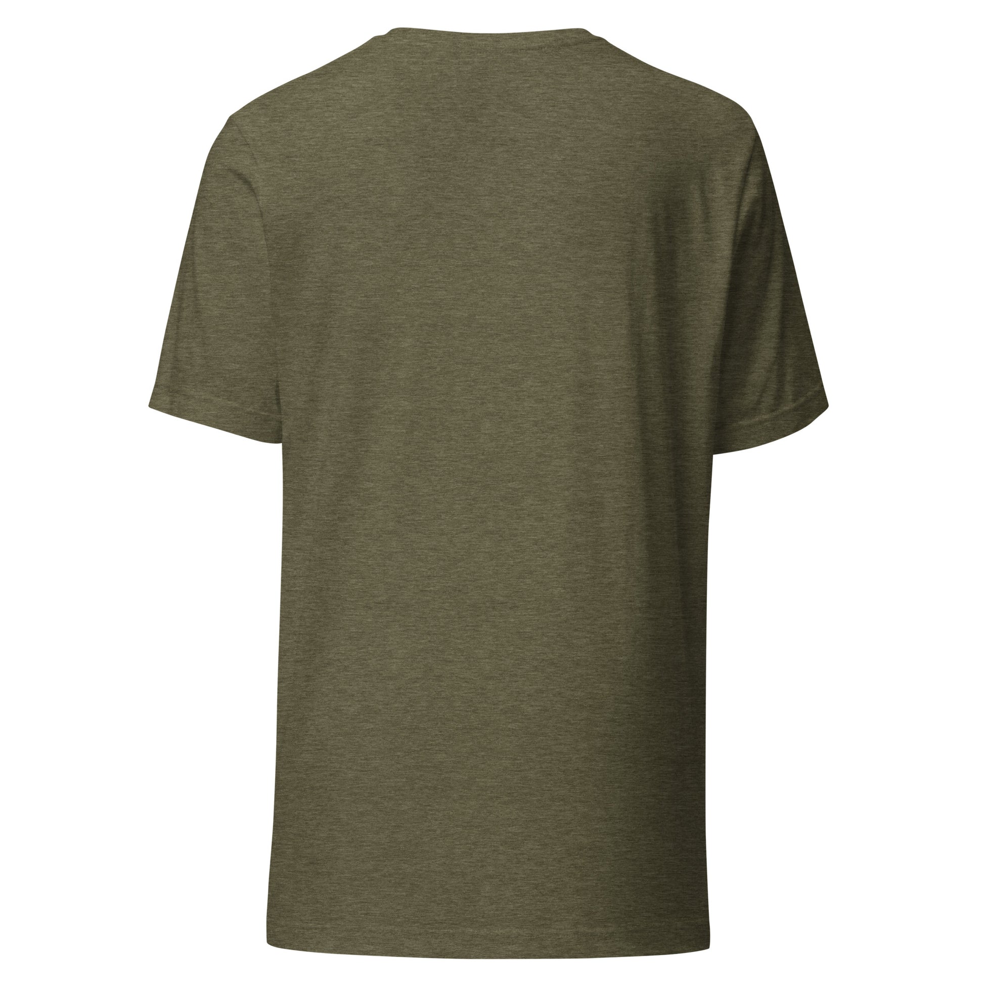 Back view of the Hellbeing Sonic Overlord guitarist skeleton olive green t-shirt