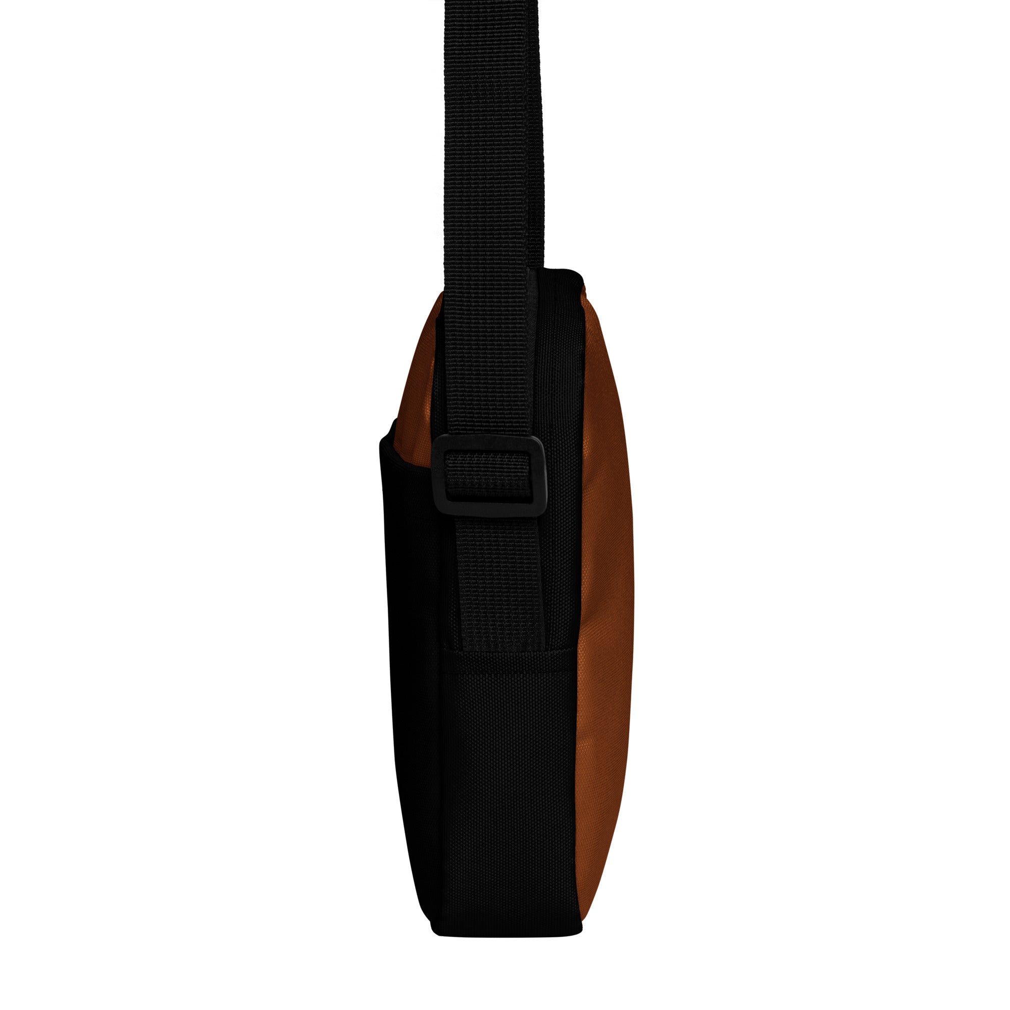 Hellbeing black saddle utility crossbody bag, left side view