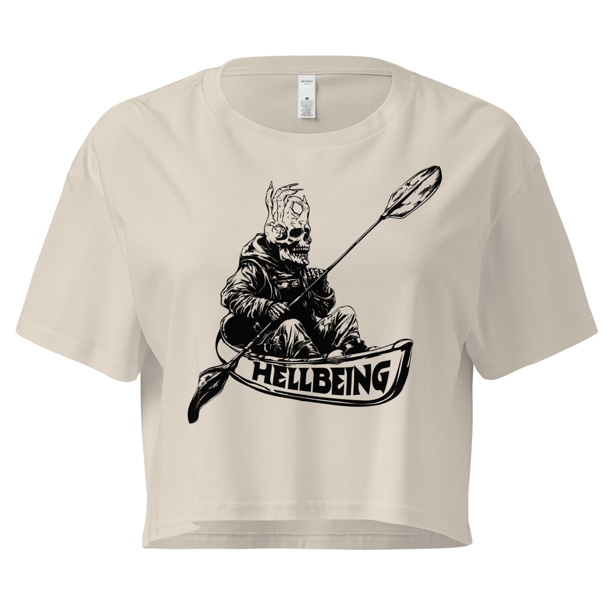 Hellbeing kayak skeleton crop top in bone, front view