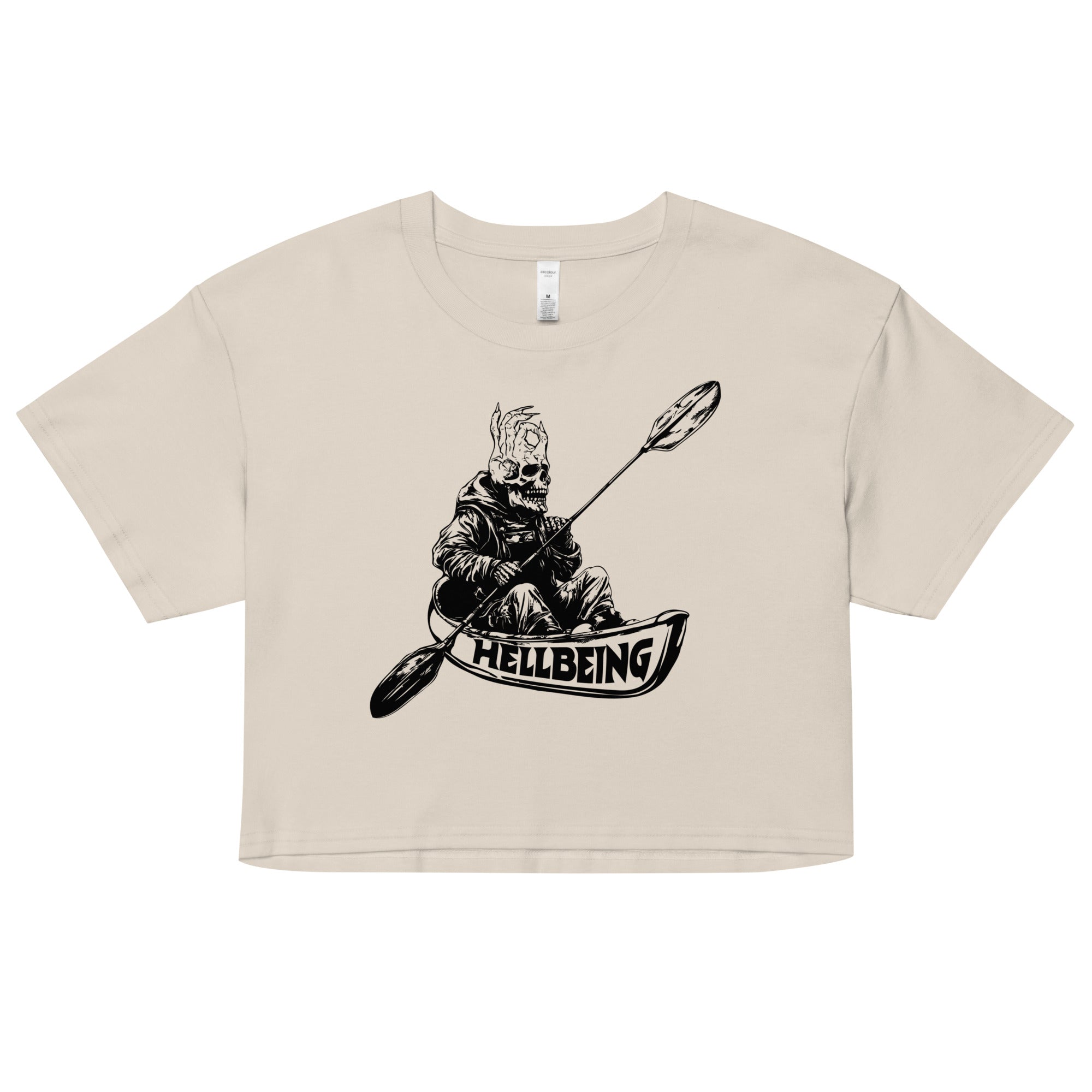 Hellbeing kayak skeleton crop top in bone, front design view