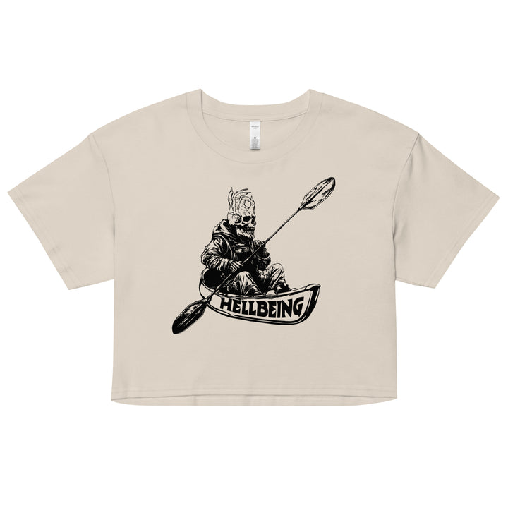 Hellbeing kayak skeleton crop top in bone, front design view