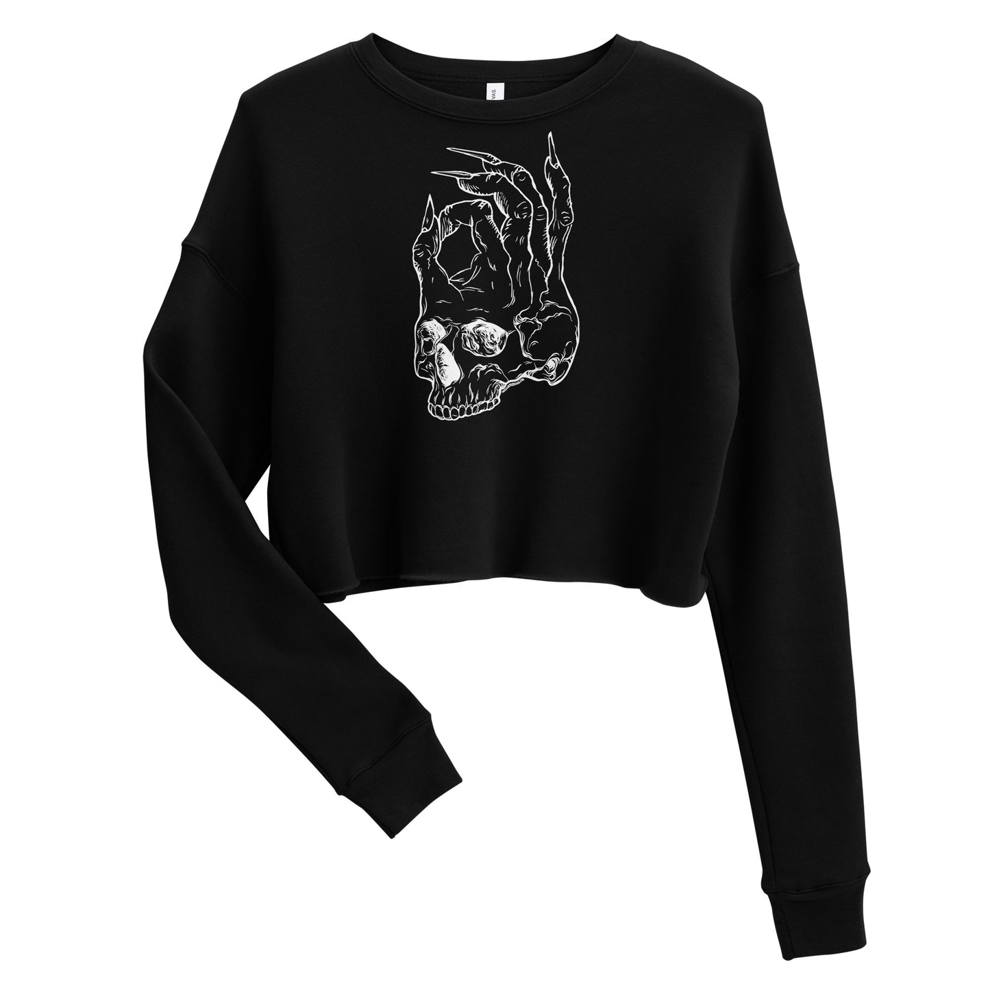 Hellbeing womens cropped skull logo black sweatshirt