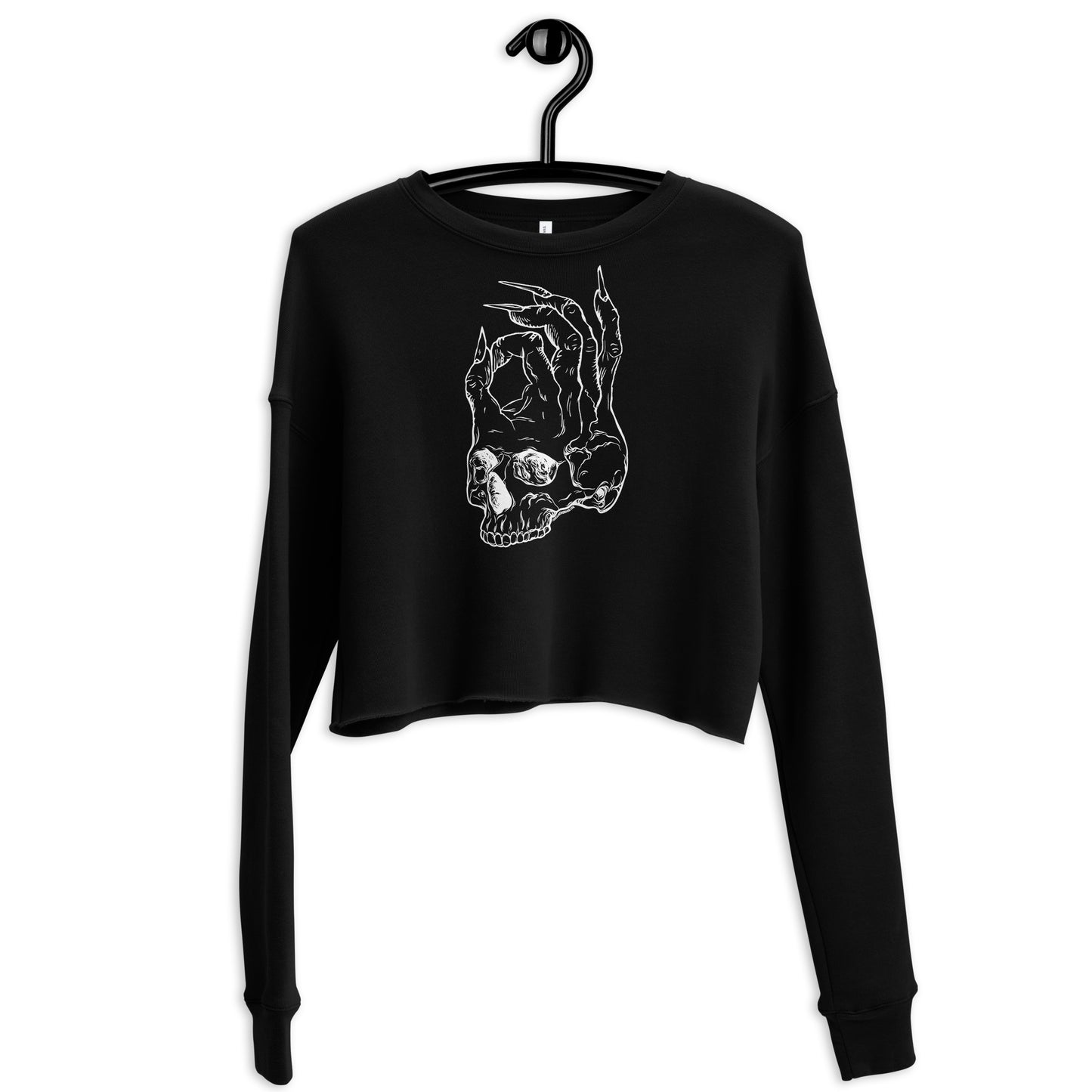 Hellbeing womens cropped skull logo black sweatshirt