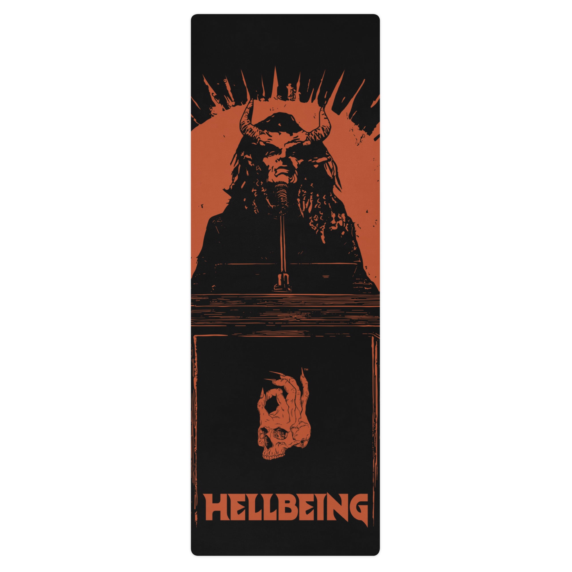 Hellbeing Lucifer's Pulpit yoga mat in red and black, flat view