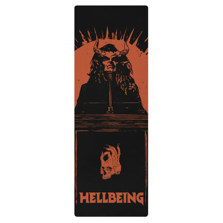 Hellbeing Lucifer's Pulpit yoga mat in red and black, flat view
