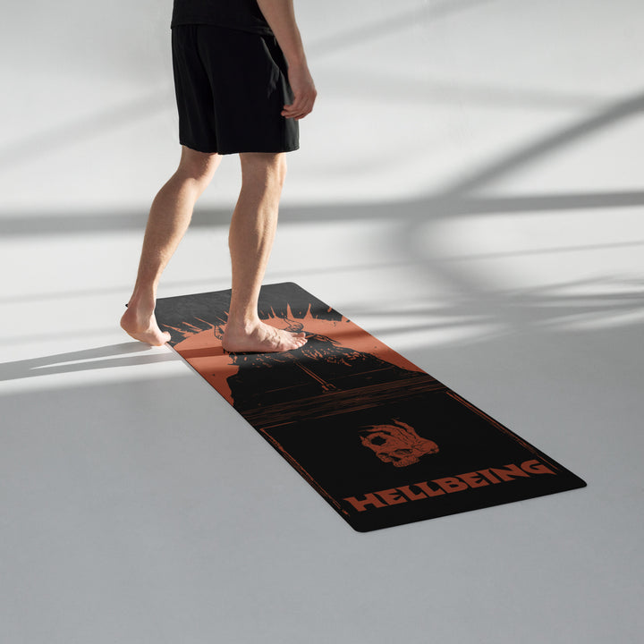 Hellbeing Lucifer's Pulpit yoga mat in red and black, top design view