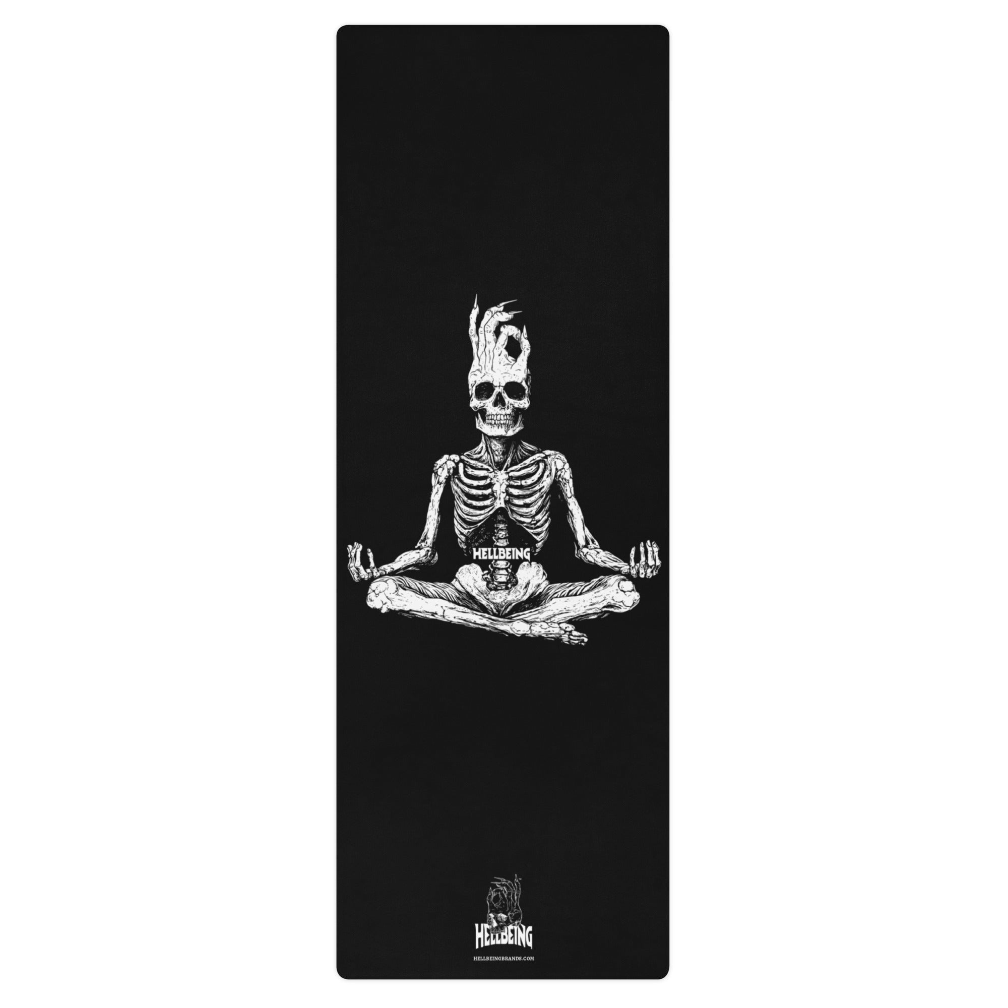 Hellbeing meditating skeleton yoga mat, flat top view