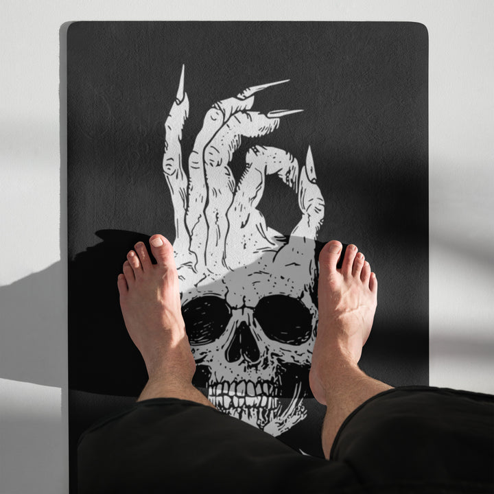 Hellbeing meditating skull yoga mat, alternate top view