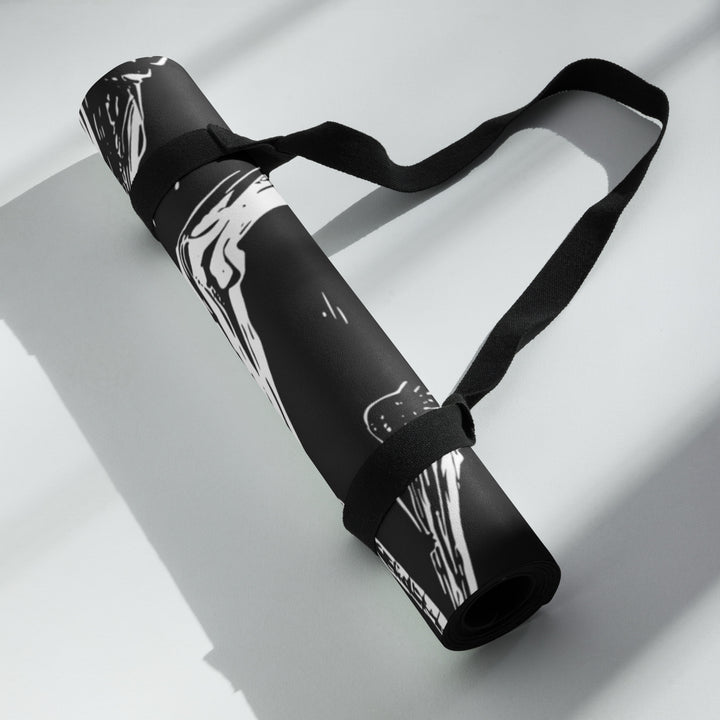 Hellbeing cycling yoga mat, rolled, alternate angle