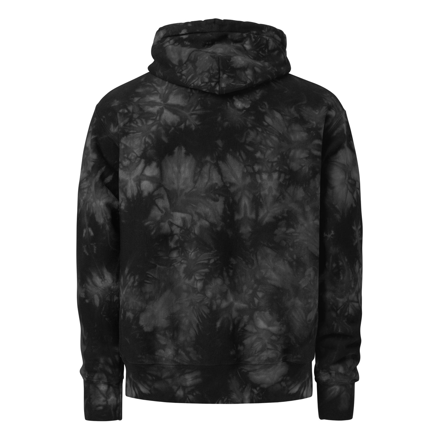 Hellbeing logo embroidered Champion tie-dye hoodie in grayscale