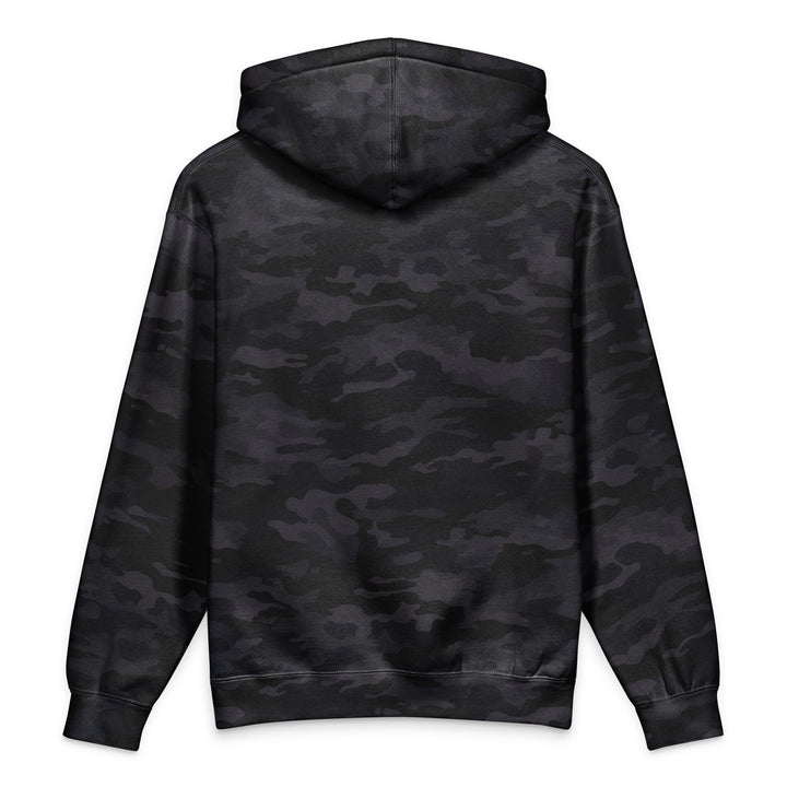 Hellbeing skull black camo heavyweight hoodie, back detail