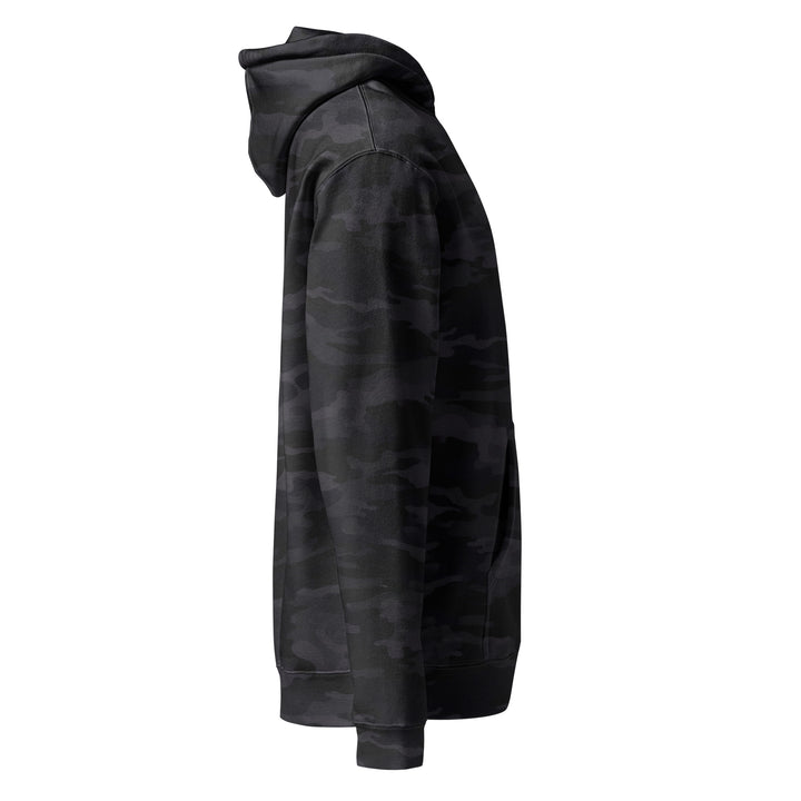 Hellbeing skull black camo heavyweight hoodie, right side view