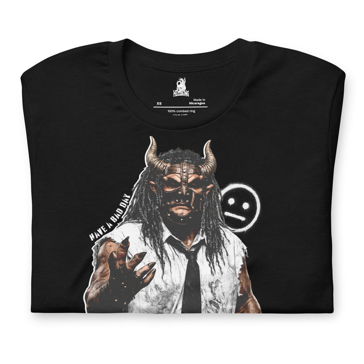 Hellbeing Have a Bad Day black tee, front design detail