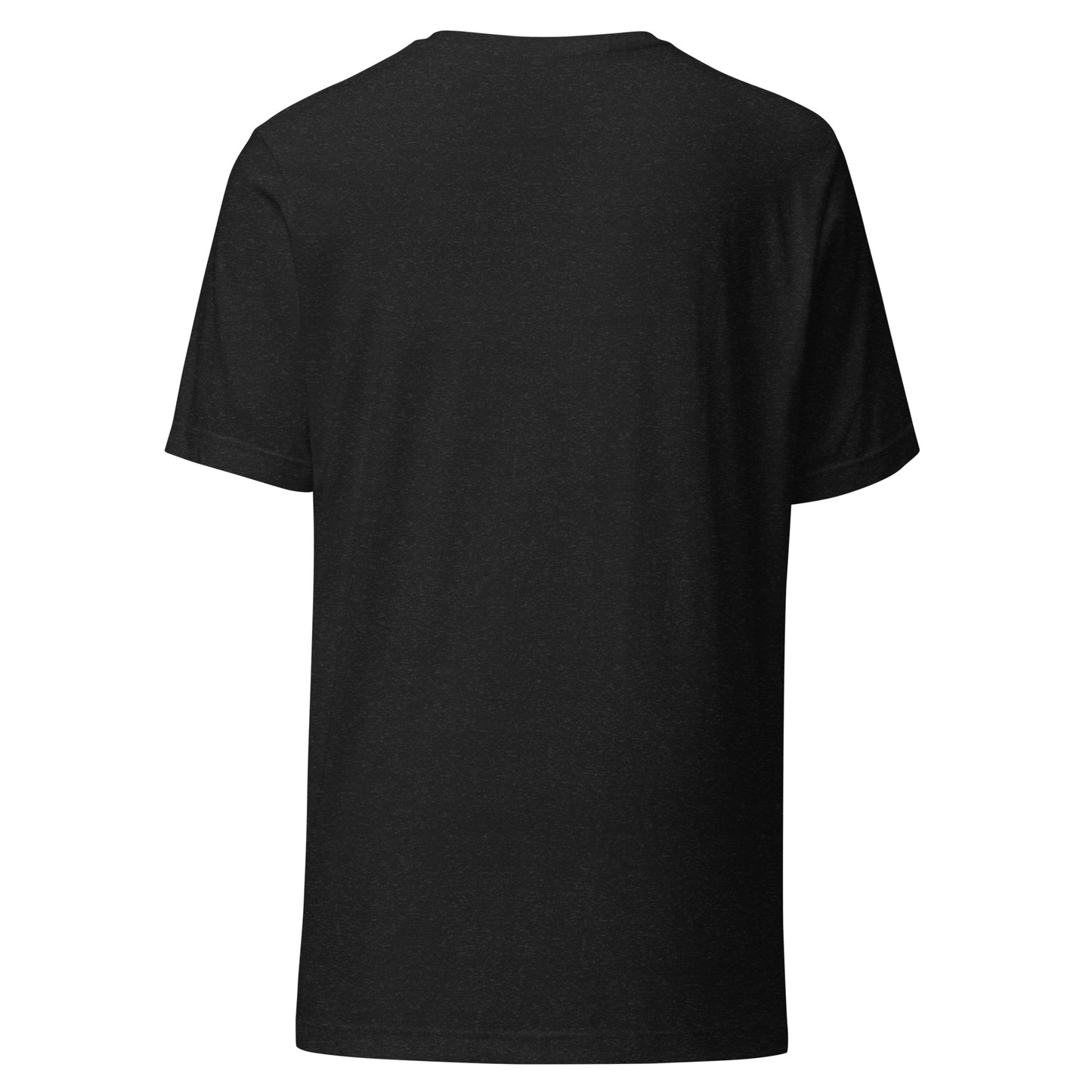 Hellbeing In God We Thrust black heather t-shirt, alternate back view