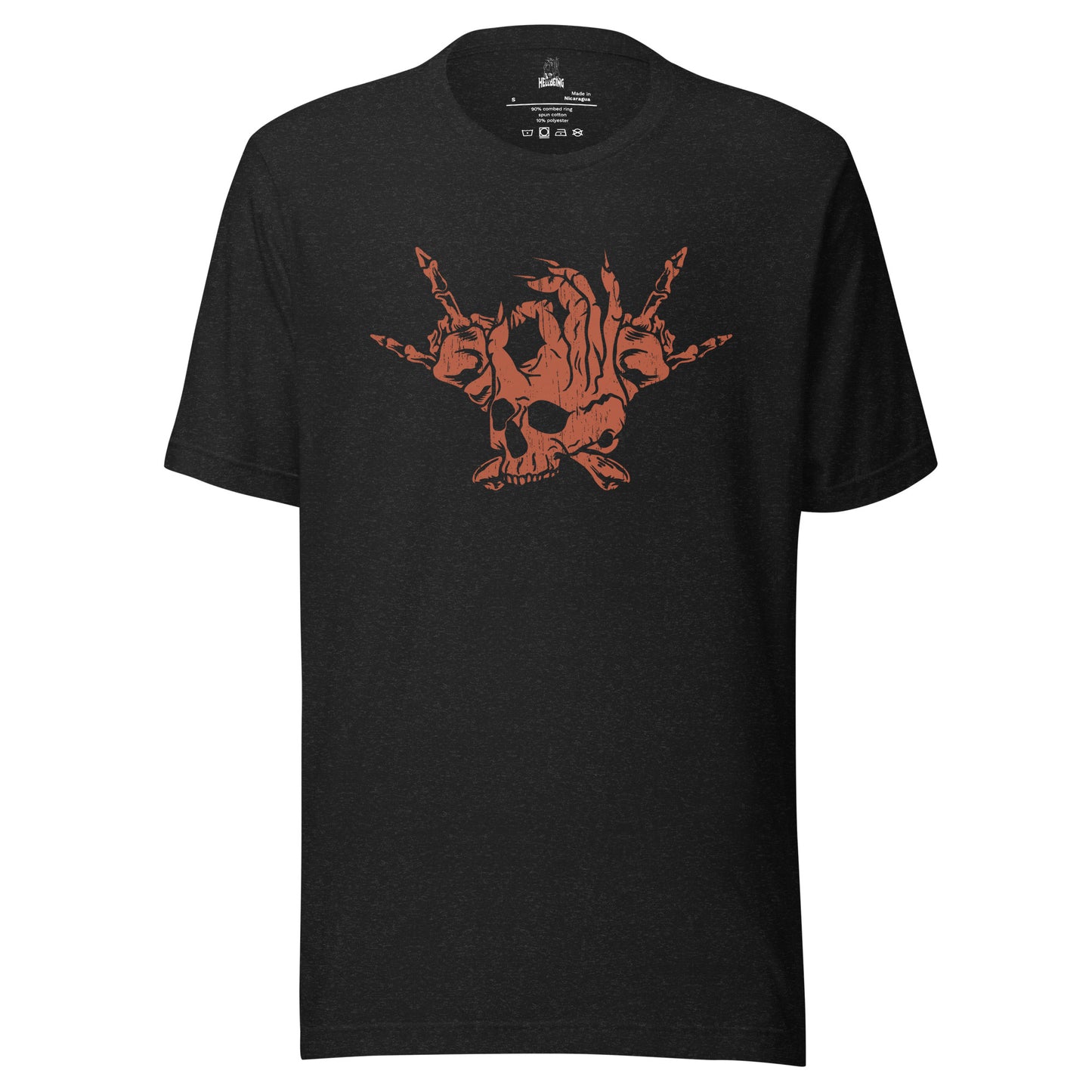 Hellbeing Skull and Crossbones t-shirt red on black heather