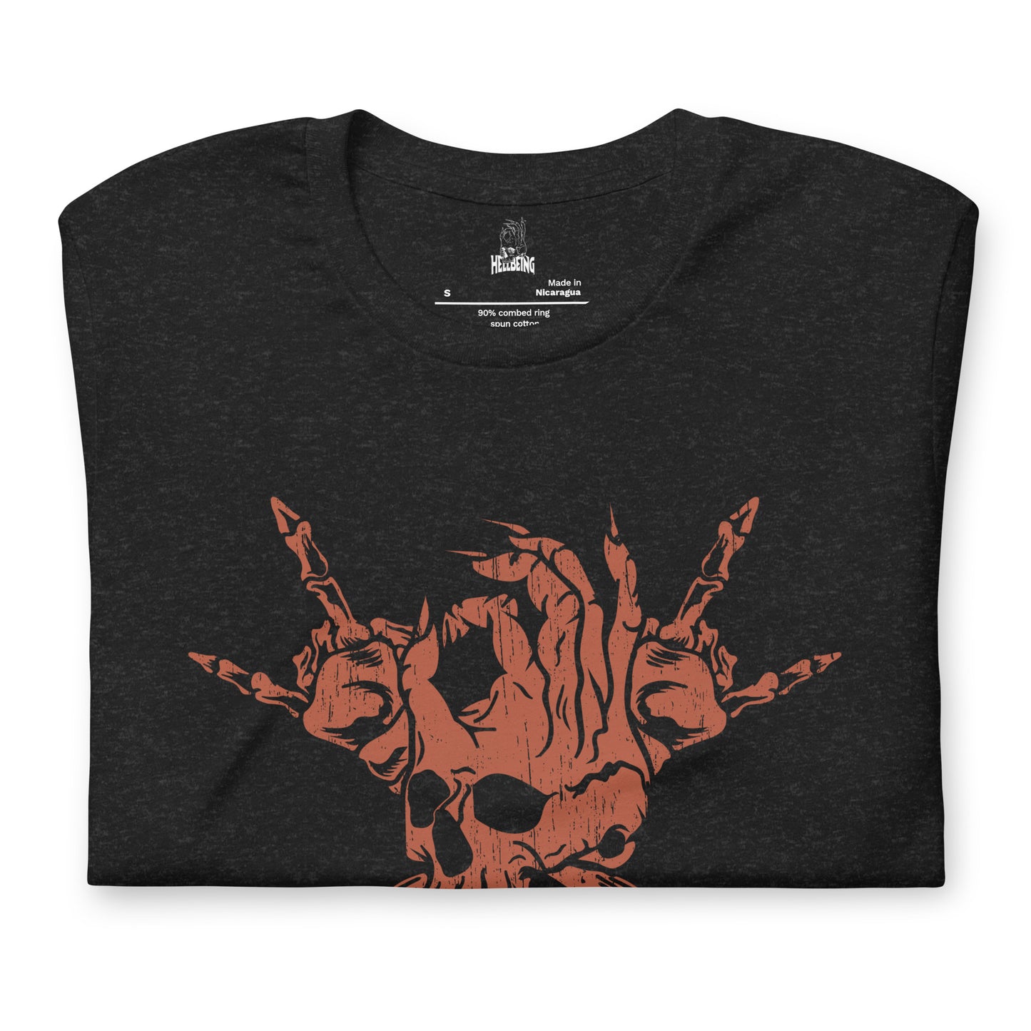 Hellbeing Skull and Crossbones t-shirt red on black heather