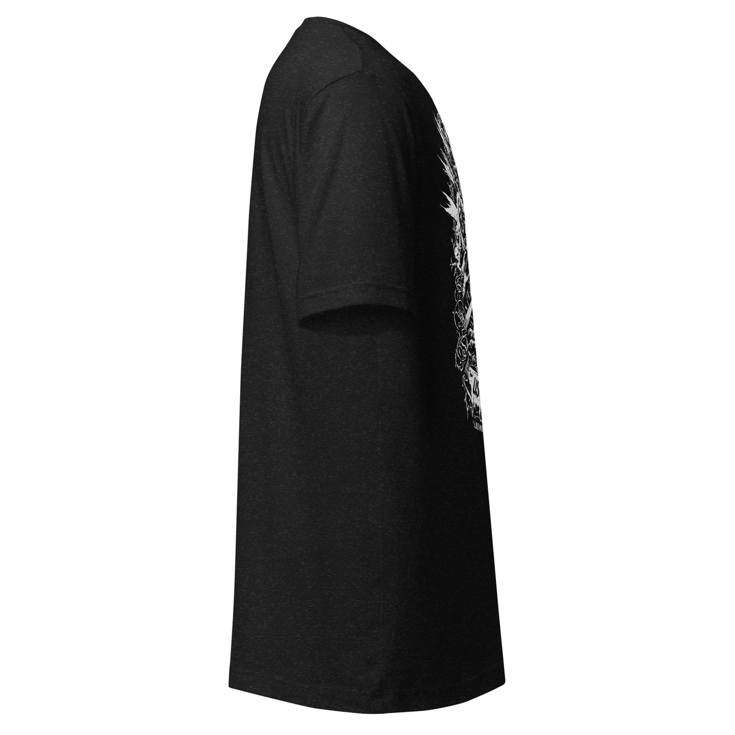 Hellbeing Give Us This Day Our Daily Shred black heather t-shirt, right side view