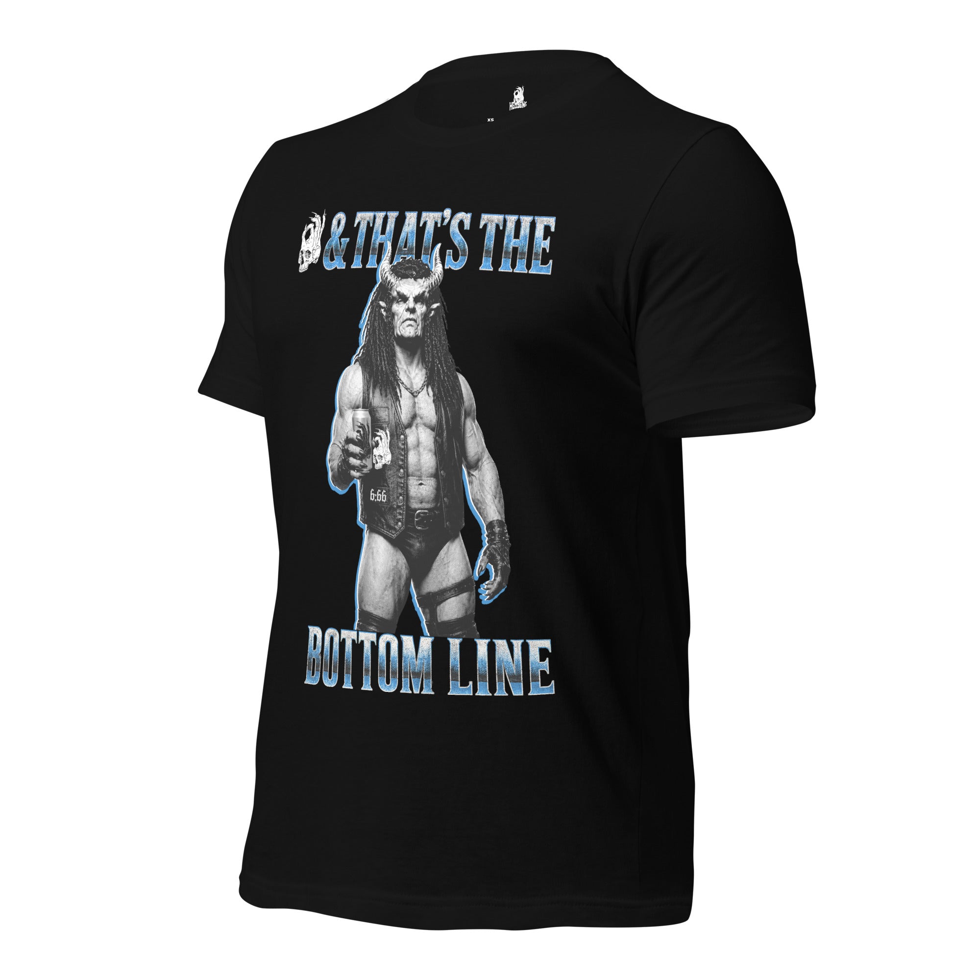 Hellbeing The Bottom Line black tee, left front view