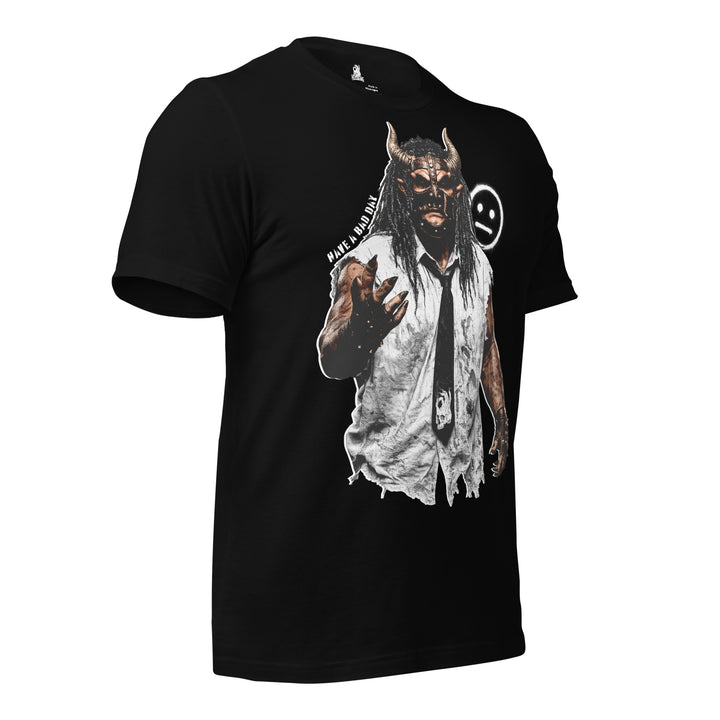 Hellbeing Have a Bad Day black tee, right front view