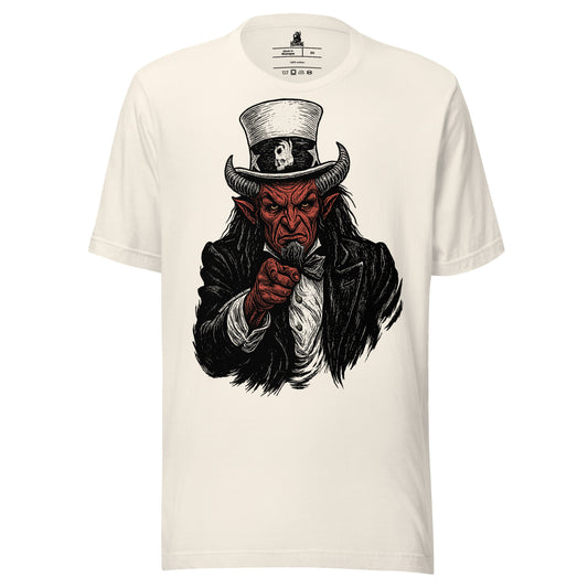 Hellbeing Uncle Satan dust t-shirt, front view