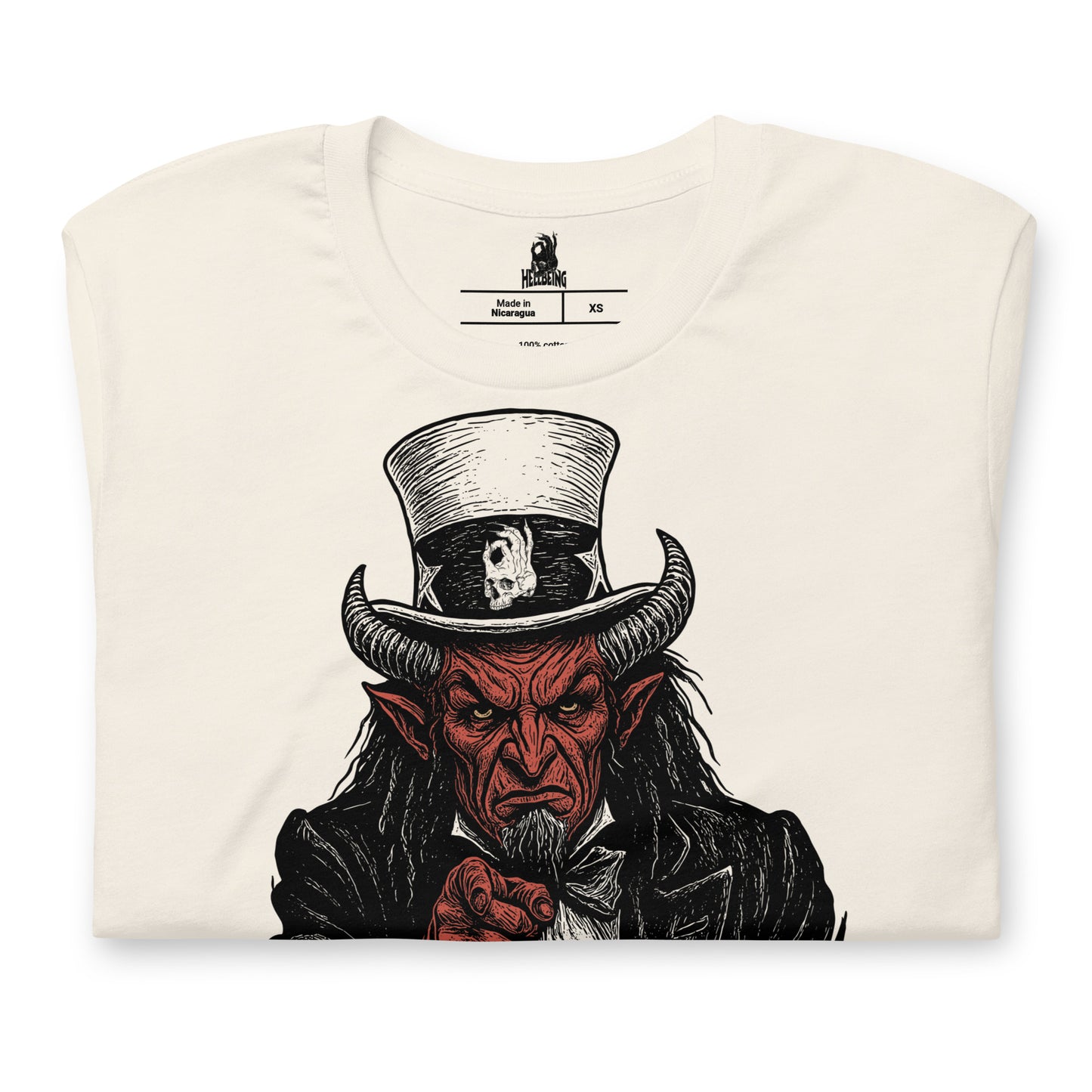Hellbeing Uncle Satan dust t-shirt, alternate front view