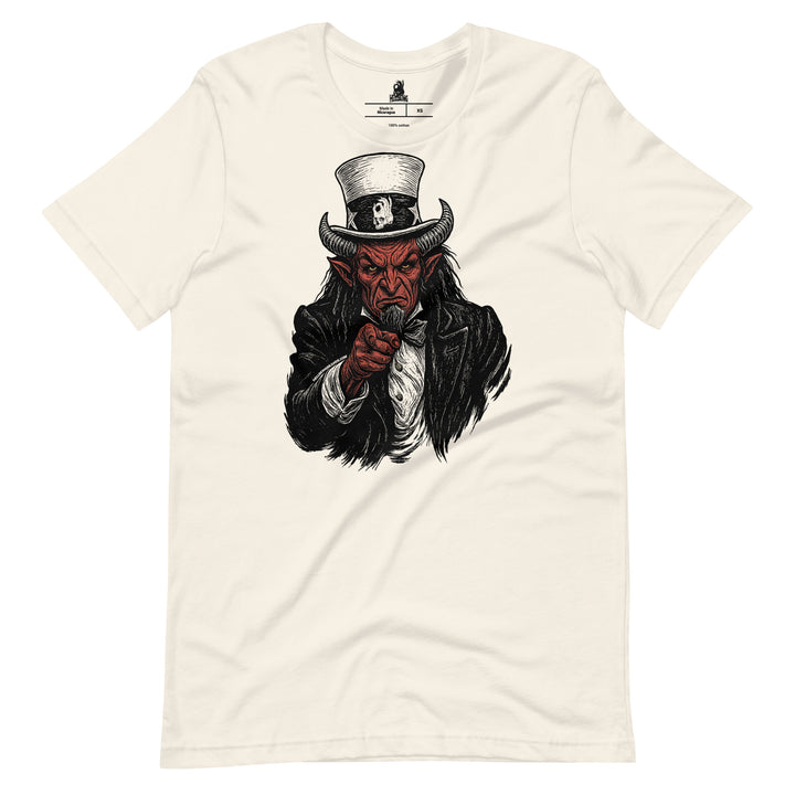 Hellbeing Uncle Satan dust t-shirt, front design view