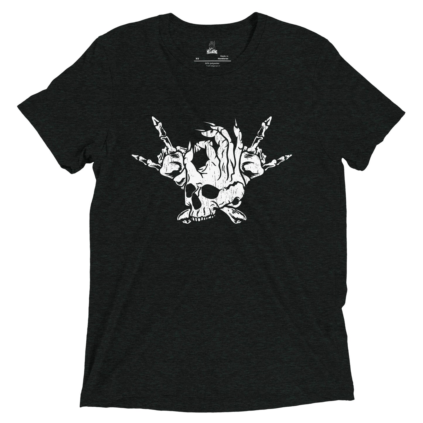 Hellbeing Skull and Crossbones tri-blend t-shirt black and white