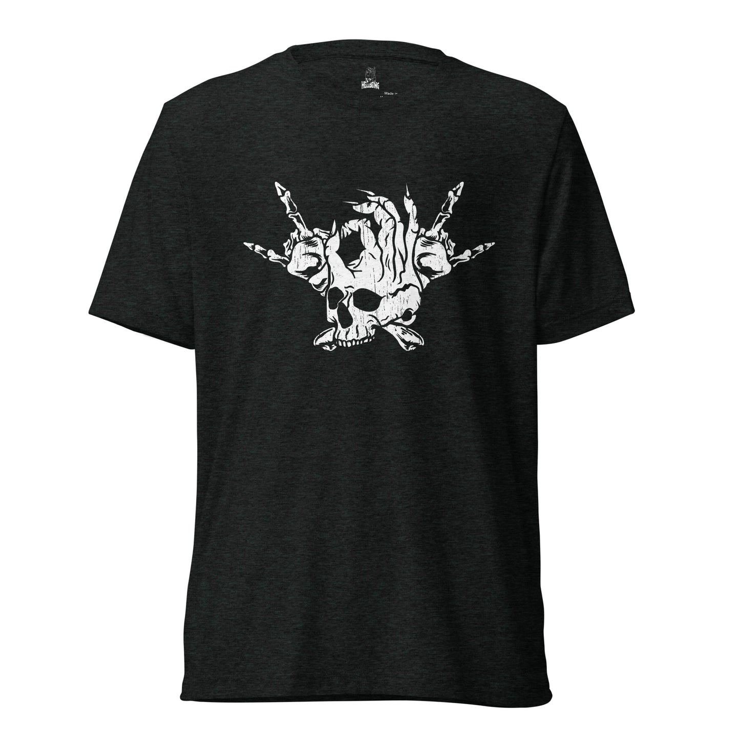 Hellbeing Skull and Crossbones tri-blend t-shirt black and white