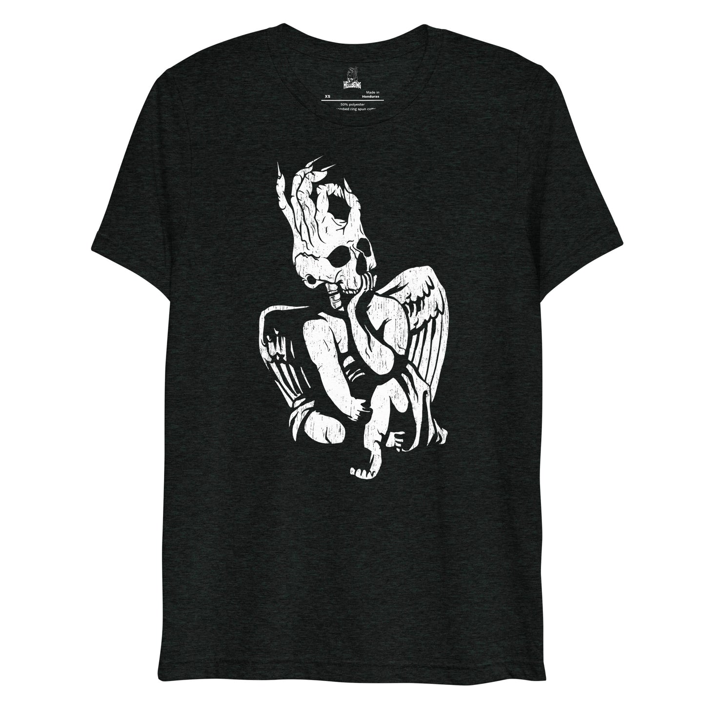 Hellbeing Cherub tri-blend t-shirt white on black