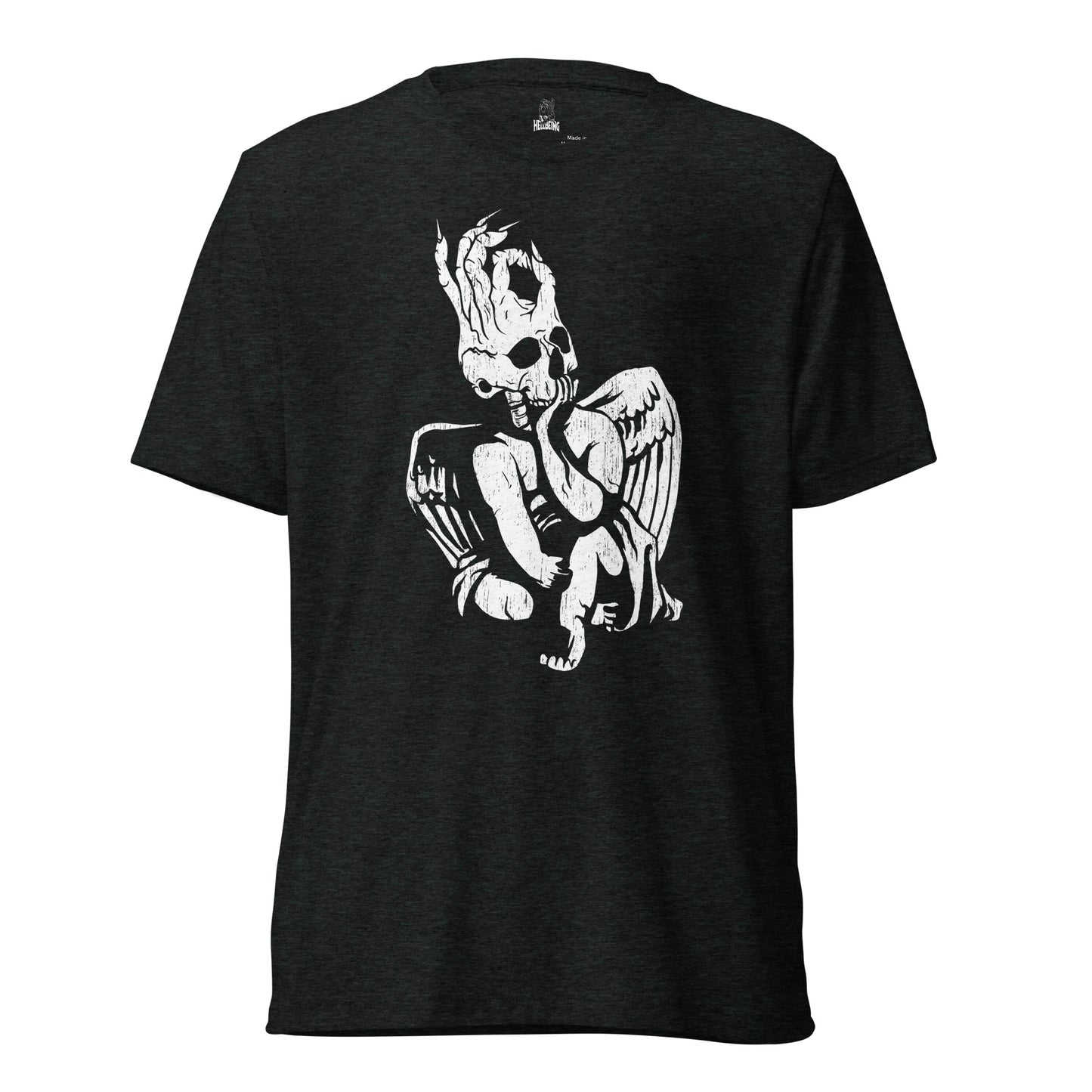 Hellbeing Cherub tri-blend t-shirt white on black