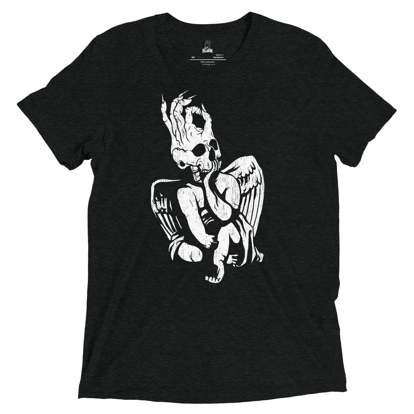 Hellbeing Cherub tri-blend t-shirt white on black