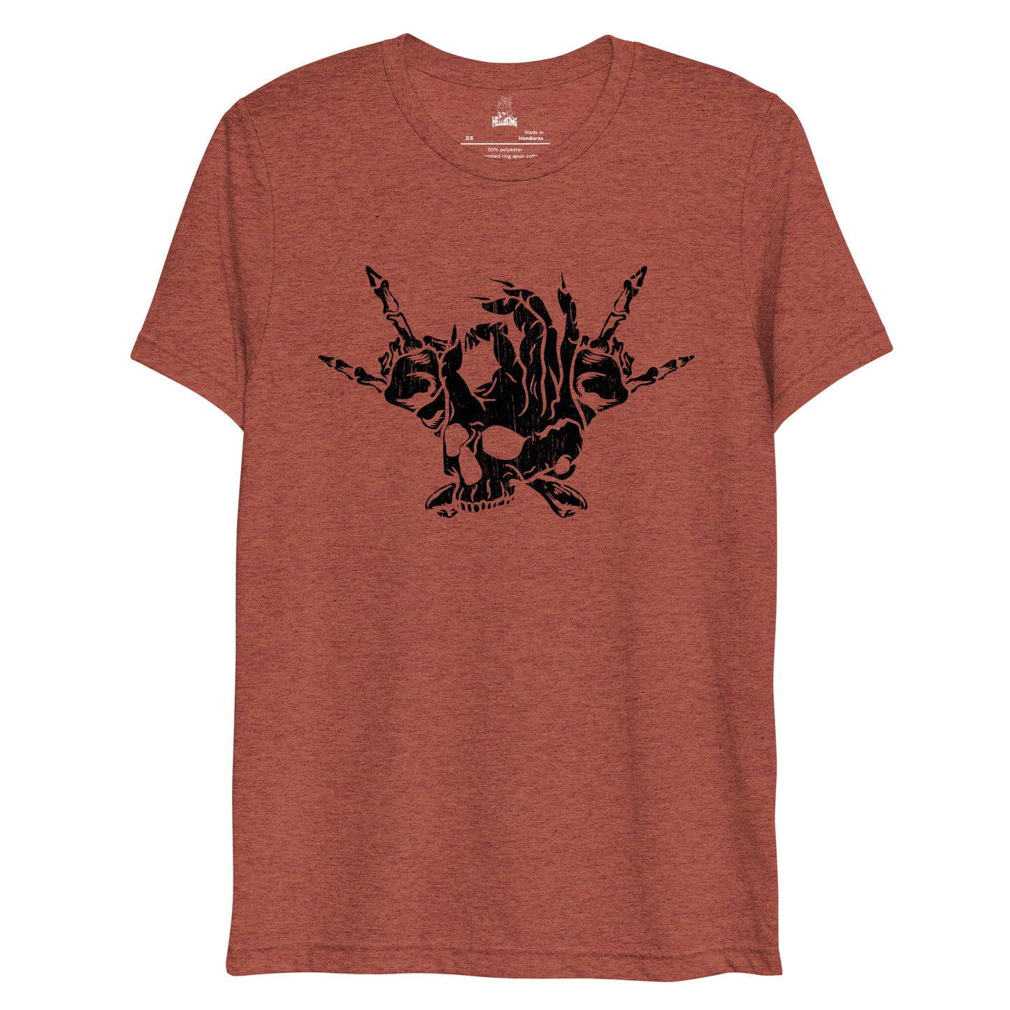 Hellbeing Skull and Crossbones tri-blend t-shirt in rust