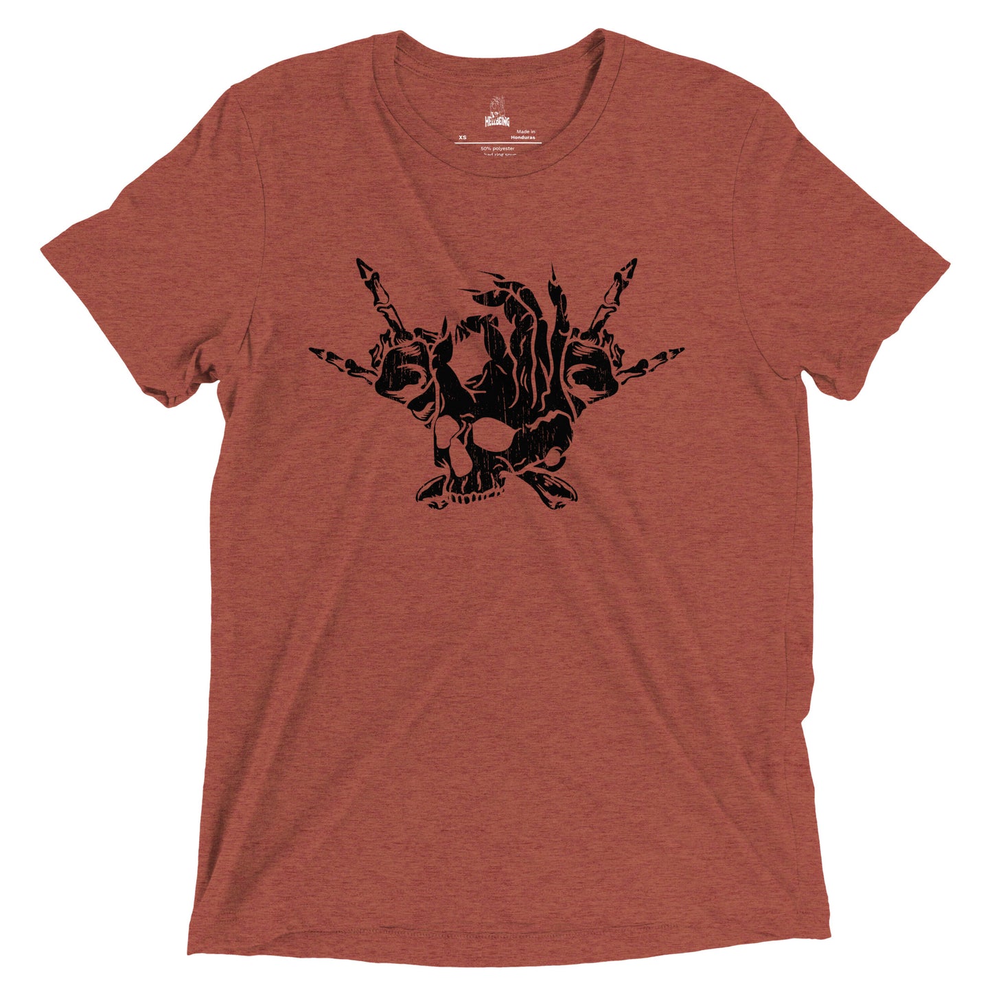 Hellbeing Skull and Crossbones tri-blend t-shirt in rust