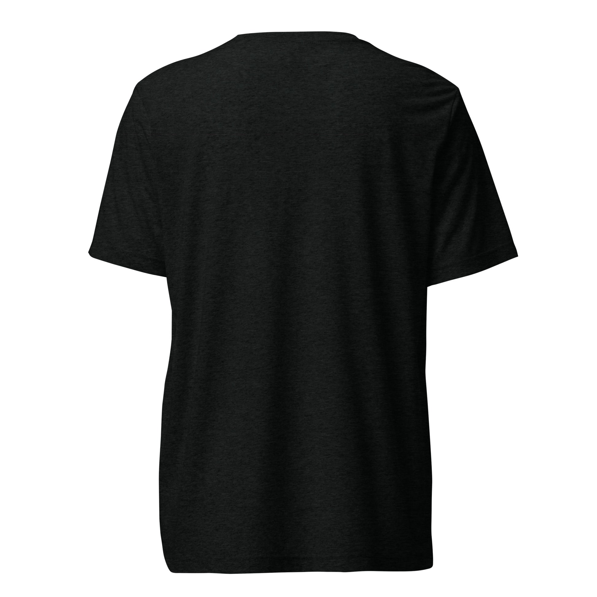 Hellbeing Give Us This Day Our Daily Shred solid black tri-blend t-shirt, back view