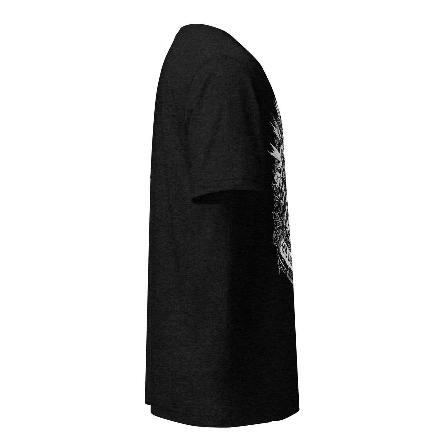 Hellbeing Give Us This Day Our Daily Shred solid black tri-blend t-shirt, right side view