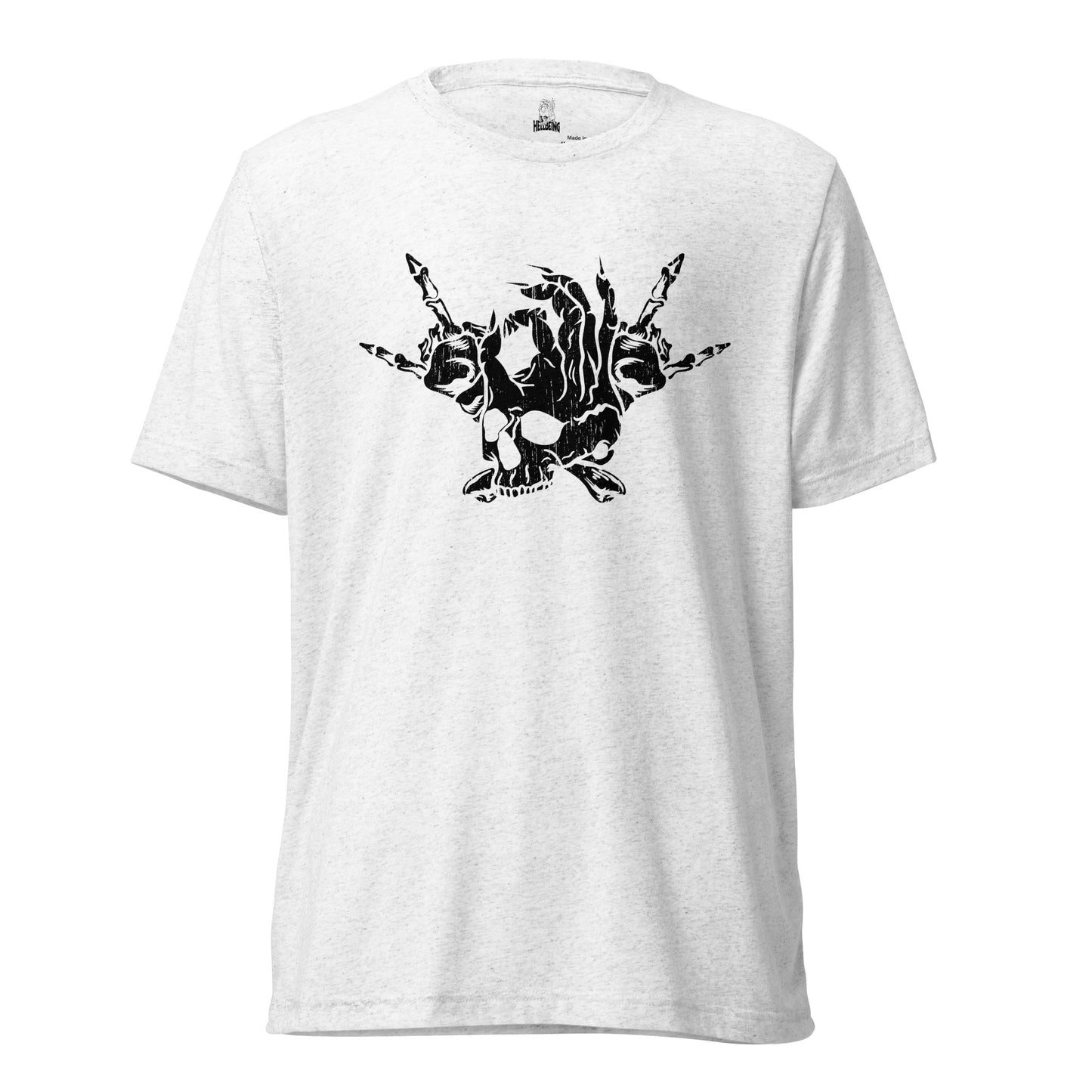 Hellbeing Skull and Crossbones tri-blend tshirt black on white