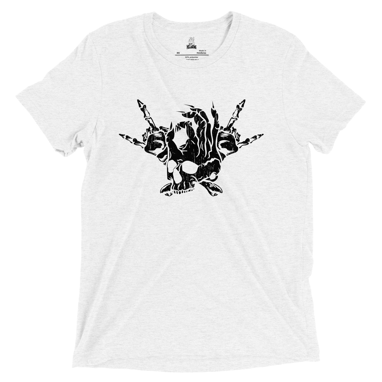 Hellbeing Skull and Crossbones tri-blend tshirt black on white